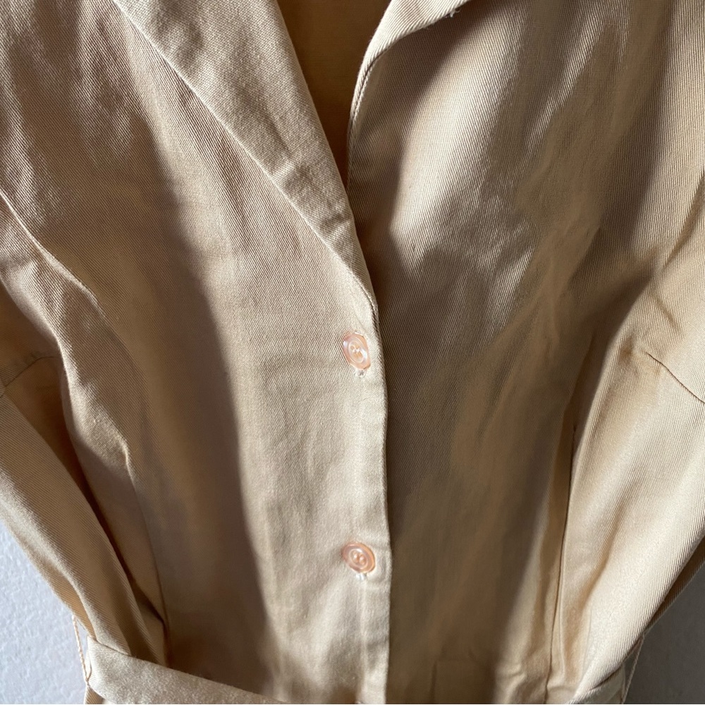 Vintage | Khaki Button Down Collared Mini Dress - Picture 11 of 13
